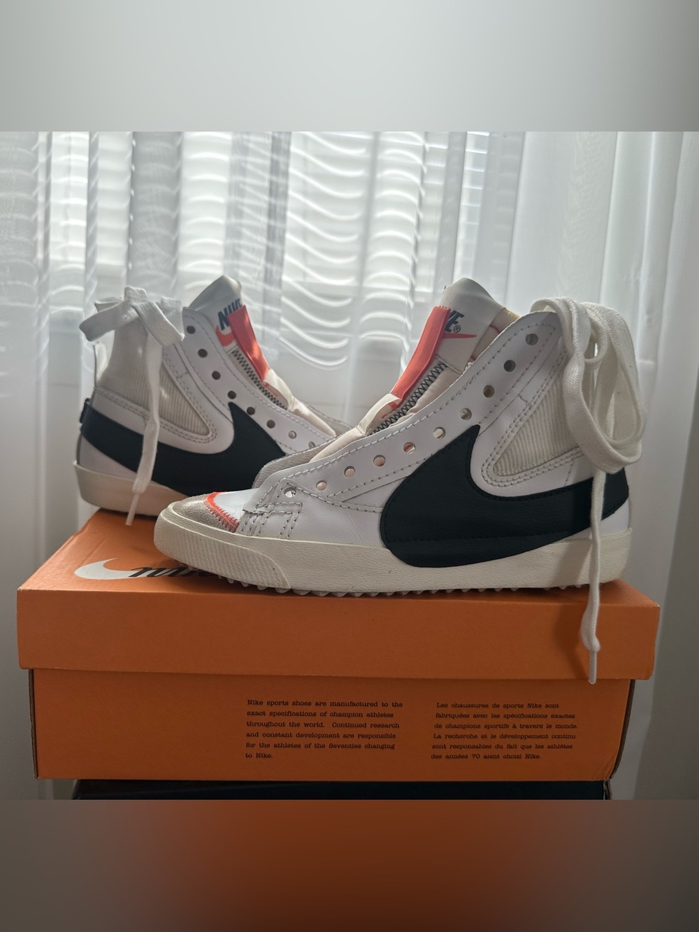 Nike Blazer Mid Vintage White Black with Orange Accents